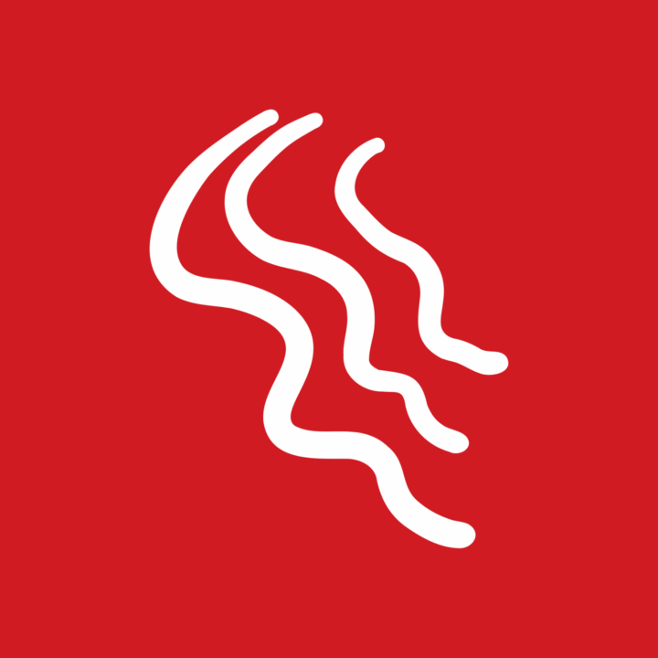 Flow illustration with red background