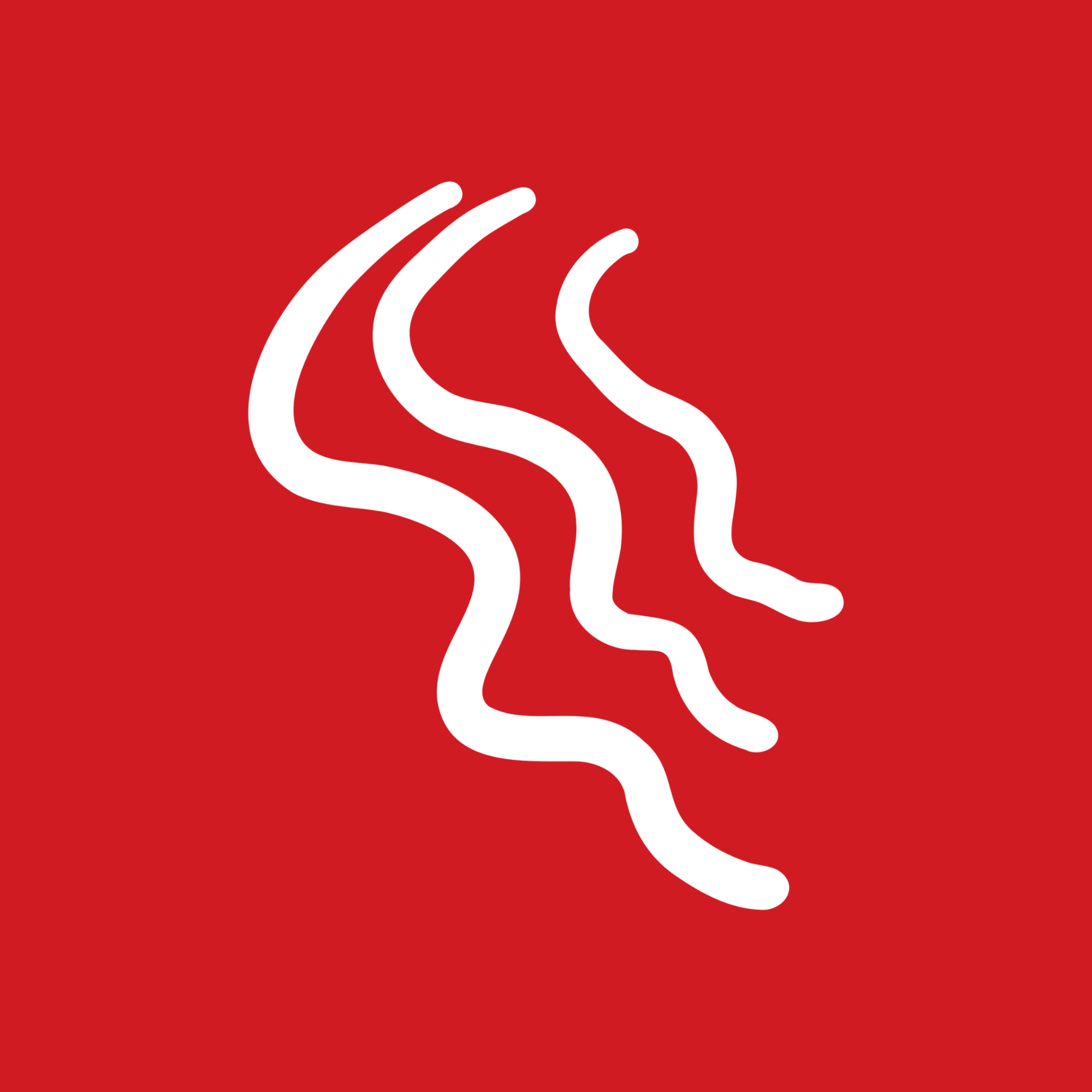 Flow illustration with red background